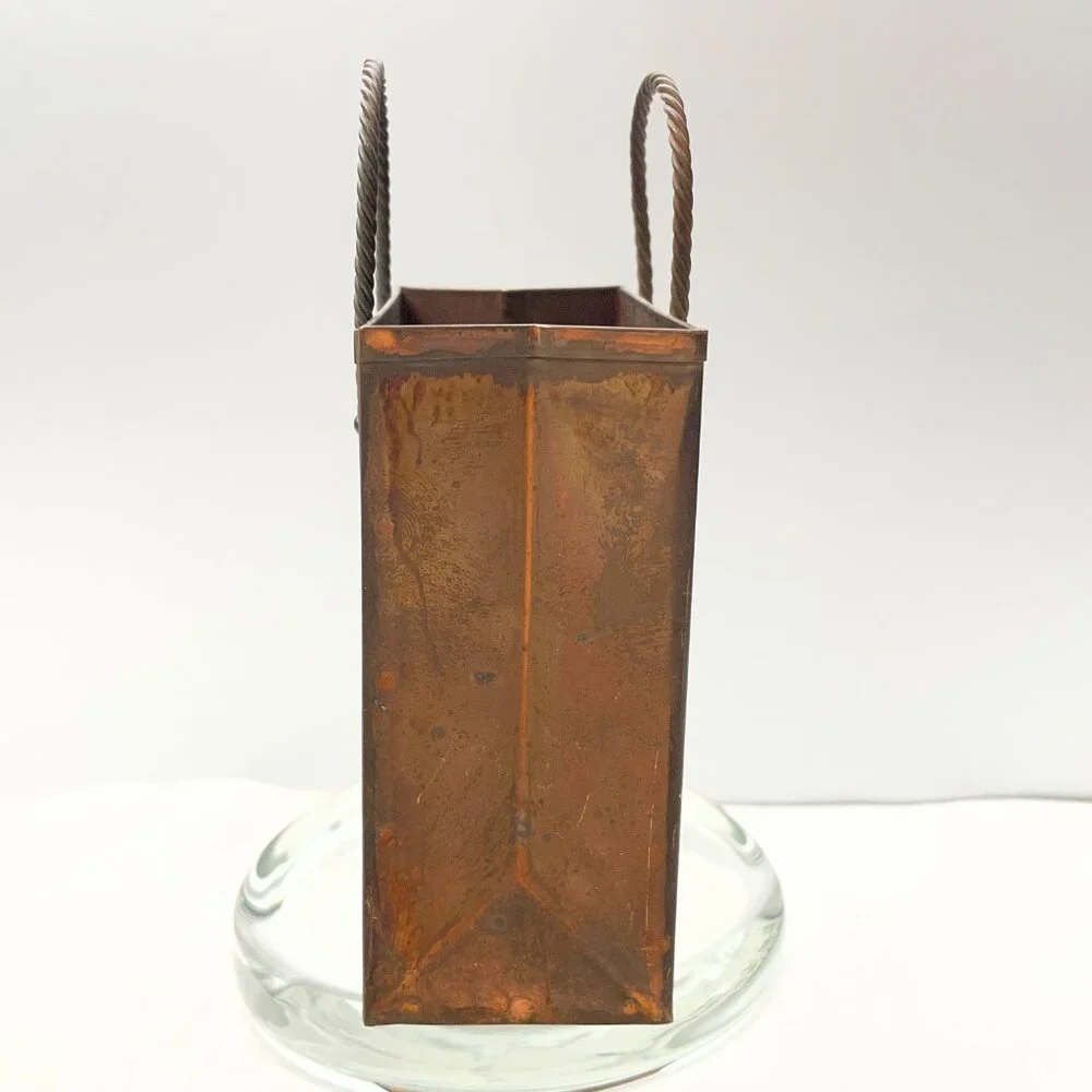 EUC Vintage Copper-Tone Metal Shopping Bag, Rustic, MCM, 4" x 3 5/8" - Picture 3 of 7